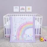 Zoomie Kids Rainbow Showers 4 Piece Crib Bedding Set Polyester in Blue/Gray | Wayfair 95382A73F3B446FB96809E3C2450BC62