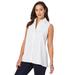 Plus Size Women's Stretch Cotton Poplin Sleeveless Shirt by Jessica London in White (Size 24 W)