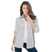 Plus Size Women's Long-Sleeve Kate Big Shirt by Roaman's in Black Stripe (Size 44 W) Button Down Shirt Blouse