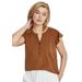 Plus Size Women's Cap Sleeve Henley Tee by ellos in Walnut Brown (Size 30/32)