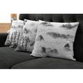East Urban Home Greyscale Scenery w/ Mountains & Spring Trees Hand Drawn Composition of Nature 4 Piece Square Pillow Cover Set | Wayfair