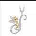 Disney Jewelry | Disney Tinkerbell Letter Necklace. 18in Chain. | Color: Silver | Size: Os