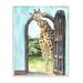 Ebern Designs Giraffe Through Doorway Safari Animal Portrait Canvas in Blue/Green | 15 H x 10 W x 0.5 D in | Wayfair