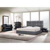 Wade Logan® Predmore Low Profile Platform Bed Upholstered/Canvas, Wood in Gray/Black | 55.5 H x 64.5 W x 83.4 D in | Wayfair