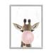 Zoomie Kids Romford Baby Giraffe w/ Pink Bubble Gum Safari Animal Wood in Brown/White | 14 H x 11 W x 1.5 D in | Wayfair