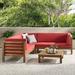 Wade Logan® Adharsh 4 Piece Sectional Seating Group w/ Cushions Wood/Natural Hardwoods in Brown/White | Outdoor Furniture | Wayfair