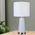 Wrought Studio™ Delmira 22" Table Lamp Metal/Fabric in Gray/White | 22 H x 12 W x 12 D in | Wayfair 25650622A23A49A0AA17F4DA7285130F