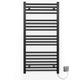 Myhomeware 600mm Wide Black Flat Electric Pre-Filled Heated Towel Rail Radiator For Bathroom Designer UK (Alyssa 600 / 1000mm Electric Black)