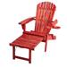 Breakwater Bay Cirencester Solid Wood Folding Adirondack Chair w/ Ottoman Wood in Red/Black | 28 H x 32 W x 25 D in | Wayfair