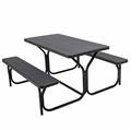 Arlmont & Co. Mcalpin 4 - Person 54" Long Picnic Outdoor Table Set Plastic in Black | 54 W x 28 D in | Wayfair F9C673B288A6418084594BBF8F5711AB