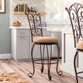 Fleur De Lis Living Alcrossagh Swivel Bar & Counter Stool Upholstered/Metal in Black/Brown/Yellow | 29 H x 19.1 D in | Wayfair