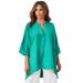 Plus Size Women's Hi-Low Linen Tunic by Jessica London in Aqua Sea (Size 24 W) Long Shirt