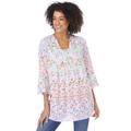 Plus Size Women's Bell-Sleeve V-Neck Tunic by Woman Within in White Garden Print (Size 14/16)