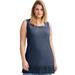 Plus Size Women's Lace Hem Tunic Tank by ellos in Navy (Size 3X)