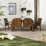 Winston Porter Alfonsi 7-Piece Chevron Chair Patio Dining Set Wood in Brown | 30 H x 60 W x 32 D in | Wayfair 3E55F6CA5A464FC59FB461A348E5F3D9