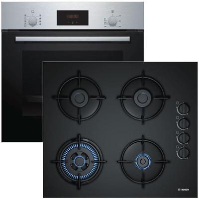 Bosch Backofen mit Bosch Gaskochfeld - autark, 59 cm, Teleskopauszug, EcoClean