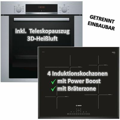 Bosch - Backofen HBA314BS0 mit Induktionskochfeld PIF651FB1E - autark, 60cm