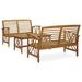 Winston Porter 3 Piece Patio Lounge Set Solid Acacia Wood Wood/Natural Hardwoods in Brown/White | Wayfair 56F2EB931085403B8E3923926890F32C