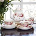 Grace's Tea Ware Gracie Bone China Peony & Strawberry Collection Peony Strawberry Cream Bone China 9-Piece Tea Set Bone China in Pink/Red | Wayfair