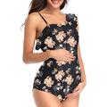 Century Star Women's Maternity One Piece Swimsuits Off The Shoulder Swimwear Summer Pregnancy Beachwear 2020 Flower 12-14