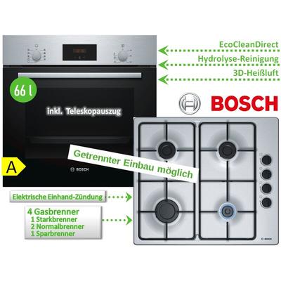 Bosch - Backofen HBF114ESO mit Gaskochfeld PBP6B5B80 - autark, 60cm