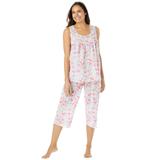 Plus Size Women's Sleeveless PJ Capri Set by Only Necessities in White Wildflowers (Size 14/16)
