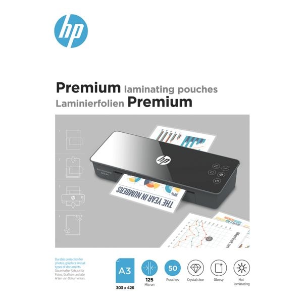 HP Laminierfolien »Premium« A3 50 Stück 125 mic transparent, 30.3x42.6 cm Image