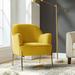 Etta Avenue™ Cleo 26" Wide Contemporary Chair w/ Recessed Arms Wood/Velvet/Fabric in Yellow/Brown | 32 H x 26 W x 30 D in | Wayfair