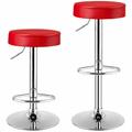 Costway Set of 2 Adjustable Swivel Round Bar Stool Pub Chairs-Red