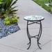 Bungalow Rose Ellent Outdoor Side Table Glass/Metal/Mosaic in Blue | 21 H x 14 W x 14 D in | Wayfair 5FD497E309934948A6BBA981D583A59D