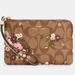 Coach Bags | Coach Corner Zip Wristlet Signs Canvas Evergreen Floral | Color: Pink/Tan | Size: Os