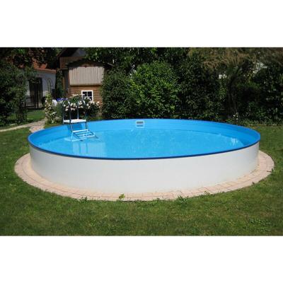 Summer Fun - Stahlwandpool rund Exklusiv 200x120 cm, Stahl 0,6 mm weiß, Folie 0,6 mm blau, Image