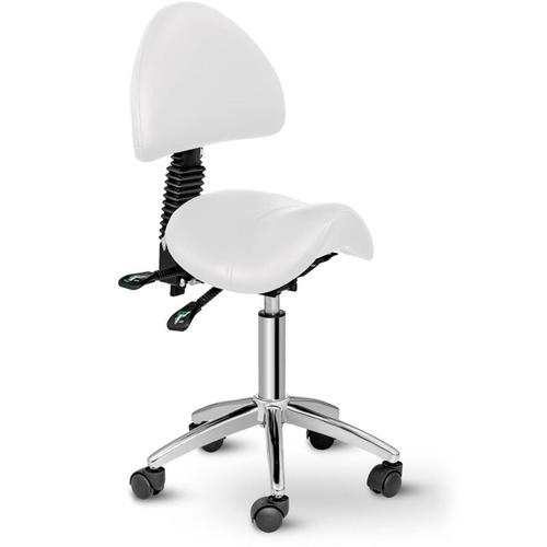 Sattelstuhl mit Rollen ergonomischer Rollstuhl mit Rückenlehne 550-690 mm 150 kg – Weiß