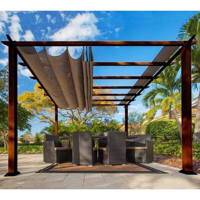 Paragon Outdoor Almuiminium Pergola Florida Pavillon mit ausziehbarem Sonnensegel holzoptik cocoa