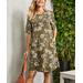 Suzanne Betro Dresses Women's Casual Dresses 102OLIVE - Olive Floral Pocket Shift Dress - Women