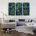 ARTCANVAS Dark Vivid Opal Gemstone Jewel Precious Stone - 3 Piece Wrapped Canvas Graphic Art Print Set Metal in Blue/Green/Yellow | Wayfair