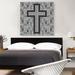 ARTCANVAS Black Gray Jewel Christian Cross Church Pixel - Wrapped Canvas Graphic Art Print Canvas, Wood in White | 36 H x 36 W x 0.75 D in | Wayfair