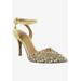 Women's Kamilo Pump by J. Renee in Beige Satin Rhinestone (Size 7 1/2 M)