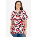 Plus Size Women's Disney Women's Minnie Mouse Faces Red Bows All-Over Print T-Shirt White by Disney in White (Size 1X (14-16))