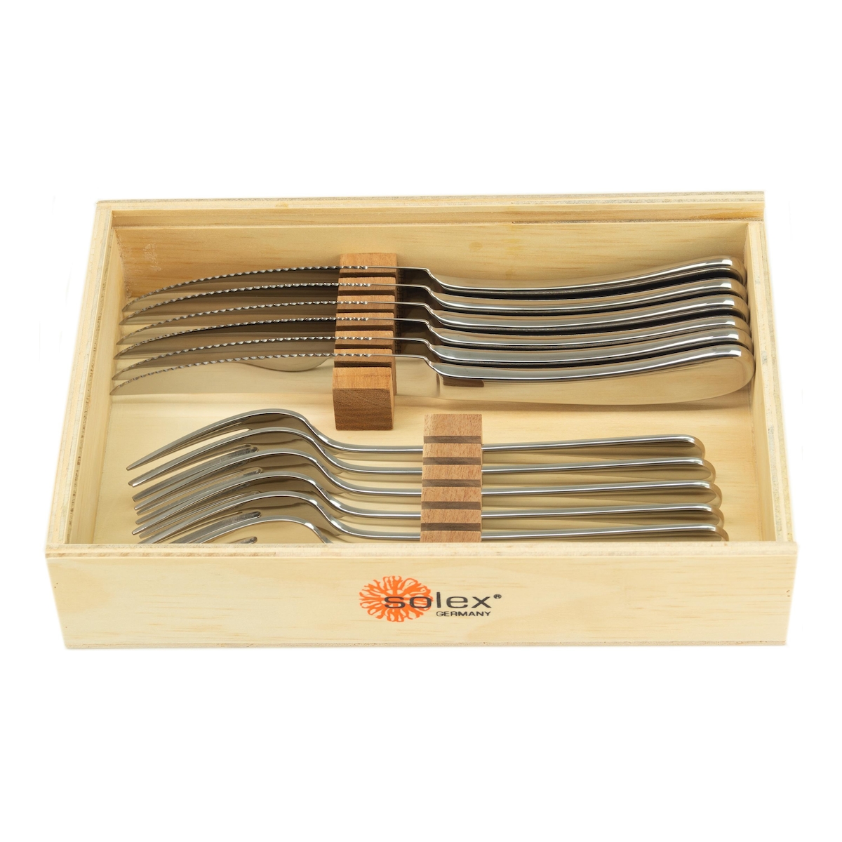 Solex Julia Steakhousebesteckset 12 teilig für 6 Personen in Holzbox Image