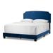 Arezo Navy Blue Velvet Queen Bed with Black Nail Head Trim - Glamour Home GHUB-1375