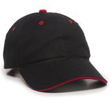 Outdoor Cap GL-645 Unstructured Brushed Twill Sandwich in Black/Red | Cotton