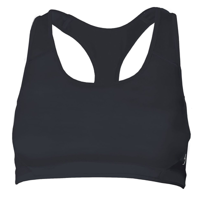 Soffe S1210VP Juniors Mid Impact Bra in Black size Large | Polyester/Spandex Blend