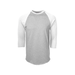 Soffe 210M Adult Classic Heathered Baseball Jersey T-Shirt in Oxford/White size Large | Cotton Polyester