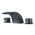 AWZTOO Widespread Bathroom Sink Faucet w/ Valve Waterfall Bathroom Faucets Solid Brass 3 Holes Mixer Taps in Brown | 3 H x 4.65 D in | Wayfair