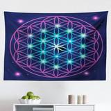 East Urban Home Mandala Tapestry, Flower Of Life Design On Dark Toned Background w/ Ombre Effect | 30 H x 45 W in | Wayfair