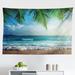 East Urban Home Ocean Tapestry, Palms Tropical Island Beach Maldives Photography Home Postcard Traveler Explorer | 30 H x 45 W in | Wayfair