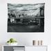 East Urban Home New York Tapestry, Black & White Panorama Of NYC Skyline Focus On Manhattan Bridge Photograph Print | 23 H x 28 W in | Wayfair