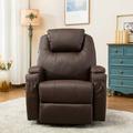 Brayden Studio® Control Reclining Full Body Massage Chair Faux Leather in Brown | 43 H x 35.8 W x 33.5 D in | Wayfair