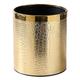 Leather Trash Bin Waste Paper Bin,10 Liters Rubbish Bin Metal Waste Paper Bin for Bathroom,Living Room,Kitchen,Office,Hotel(Gold)